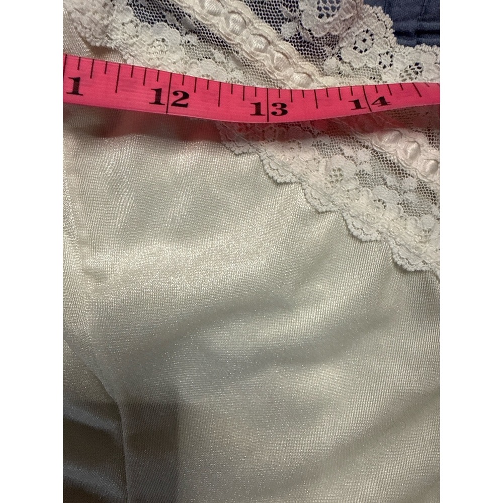 Baby Doll Ivory Satin Lace Trim Camisole Adjustable Strap V-Neck Bow Detail Top - Picture 6 of 7